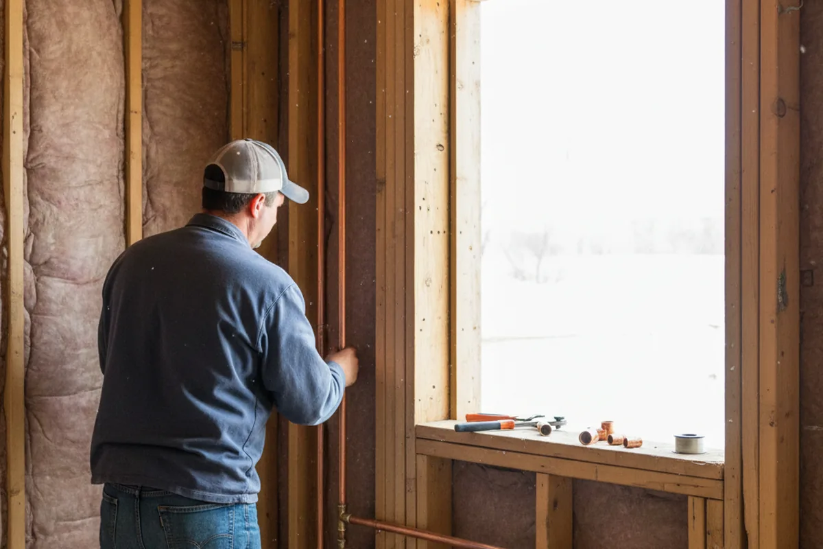 Licensed plumber running new copper supply lines in a Rice home